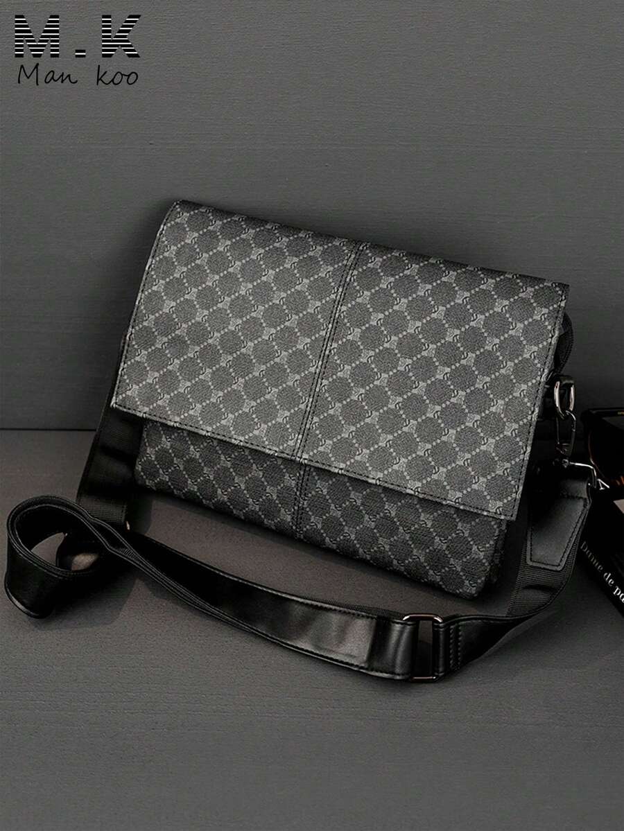 New Vintage Pattern Fashion Crossbody Bag, Large Capacity Multi-Compartment Messenger Bag, Business Men's Bag, Motorcycle Bag, Flap Crossbody Bag For Men, High-End Gift For Men - Multicolor - View 1