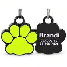 Personalized Glow-In-The-Dark Pet ID Tag, Custom Engraved Paw Print Dog & Cat Collar Pendant With Name And Phone Number, Multiple Colors - Multicolor - View 11