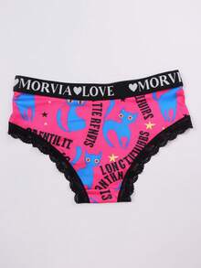 Dircho 5pcs Gothic Emo Women Bikini Panties, Punk Horror Print Lace Trim Underwear - Multicolor - View 7