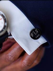 Custom Cufflinks - Engraved Box Optional, Personalized Wedding Day Cuff Links For Groom Grooms Men Gift, Anniversary Gift For Husband,Wedding Gift - Multicolor - View 8