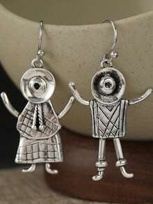 YOYO Creative Human Figure Pendant Earrings - Ideal Fashion Accessory For Friends' Daily Wear - Silver - View 8