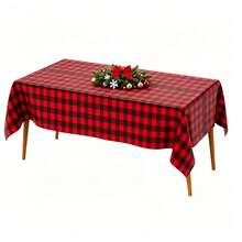 Duk, 3-pack/1-pack röd- och svartrutig rektangulär festduk, engångsdurk, röd rektangulär duk för picknick, födelsedag, jul, nyårsfestdekoration 54*108 tum - Rött och svart - Visa 9