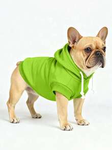 The 3estie 3eastie 1pc Polyester Solid Color Dopamine Color Palette Comfortable Basic Sleeveless Hooded Sweatshirt For Cats And Dogs Indoor Outdoor - Green - View 1