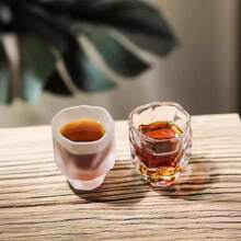 12/6pcs Premium Origami Textured Glass Cups, Highly Attractive Creative Niche Design Tea Cups, Espresso Coffee Cups, Home Use Tea Cups, Kung Fu Tea Set, Party Juice Drinkware - Multicolor - View 3