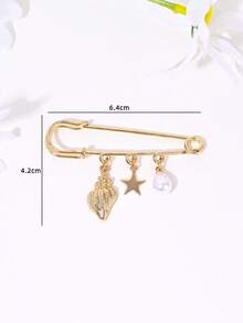 1pc New Fashion Heart Shell Conch Star Moon Bow Starfish Flower Bee Ladybug Mushroom Pendant Brooch Anti-Slip Collar Pin Waist Cincher Clothing Decoration - Multicolor - View 7
