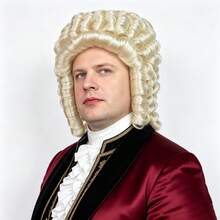 Men Retro 18th Century Historical Curly Judge Lawyer Cosplay Wig, Cream Blonde Synthetic Baroque Rococo Style Costume Wig For Party, Halloween, Stage Performance Role‑Play, European Noble Themed Events - Multicolor - View 2