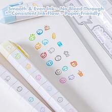 1pc Cute Kawaii Stackable Stamp Pen, Detachable Self-Inking Mini Icon Stamper Marker, Korean Style Scrapbooking Journaling Deco Supplies - Multiple Styles - View 7