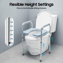 Kangten Raised Toilet Seat With Handles, Adjustable Height (25.2-29.13 Inches) Toilet Seat Riser, Support Toilet Chair For Dlderly, Pregnant Women, Handicapped, Arthritis Sufferers A Nice Gift - Default@JKGQAZ-000400*1 - View 2