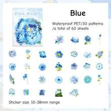 60pcs/Set Spring Floral Series Stickers, Includes Various Floral Stickers, Suitable For DIY Notebook Creation, Floral Decoration And Decorative Stickers. Applicable Materials Include Glass, Notebooks, Etc., Used For Making Decorative Stickers. - Set - View 11