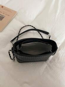 Women's Small Bucket Bag, Fashionable Chain Shoulder Bag, Street Style Versatile Crossbody Bag - Black - View 5