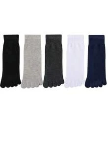 chuanwa(2) Women Solid Color Five Toe Socks Breathable Sweat Wicking Mid Crew Toe Separated Socks Casual Five Finger Socks Suitable Multi Colors Available - Multicolor - View 7
