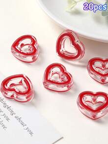 20pcs 24mm Transparent Colorful Acrylic Oil Drop Beads Hollow Heart Beads DIY Beading Loose Beads Phone Chain Accessories - Hollow Heart Beads - View 7