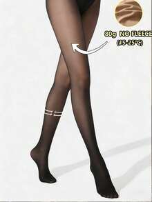1pc Women's 80g Lint-Free Shiny Black Tights, High Elasticity Slim Fit, Suitable For Business, Daily, Party, Date Wear - Multicolor - View 5