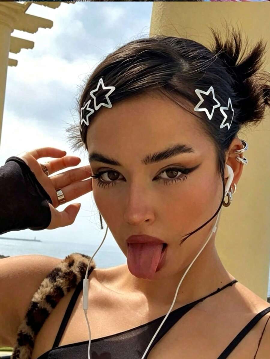 10/20/30/50/100pcs European And American Hot-Selling Five-Pointed Star BB Hair Clips, Sweet Cool Hot Girl Bangs Clips, Star Hair Accessories Side Clips - Multicolor - View 1