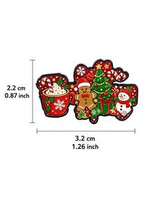 Christmas Color Block Zinc Alloy Enamel Badge, Christmas Hot Cocoa Gingerbread Man Snowman Badge, Christmas Tree Candy Cane Gift Box Pattern, Badge For Jacket Backpack Holiday Collection Accessory Gift - Multicolor - View 3