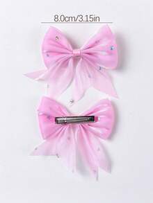 10pcs Girls Multi-Color Sequin Chiffon Bow Hair Clips, Side-Split Simple Bangs Clips, Non-Damaging Hair Clips, Sweet Versatile Alligator Hair Clips For Back Of Head, Baby Hair Clips, Daily Use - Multicolor - View 4