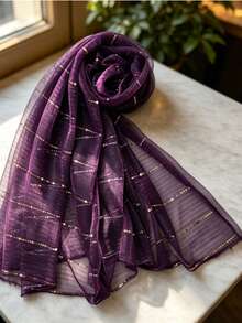 European Style Solid Color Sequin Headscarf, Spring/Autumn Fashion Women's Scarf, Evening Gown Shawl, Casual Dual-Use Silk Scarf Accessory - Multicolor - View 3