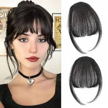 1pc Clip-In Bangs Hairpiece, Thin Tulle Fringe With Sideburns, Lightweight Realistic Straight Bangs With Invisible Hairline, Synthetic Fiber Natural Style Fake Bangs Hair Accessory, Suitable For Women And Girls Daily Wear - Multicolor - View 5
