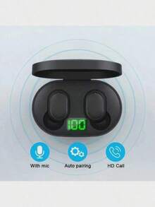 Earphone Bluetooth Nirkabel Tahan Air dengan Peredam Kebisingan, Earbud LED dengan Mikrofon, Headphone Nirkabel dengan Mic, Cocok untuk Semua Smartphone - View 7