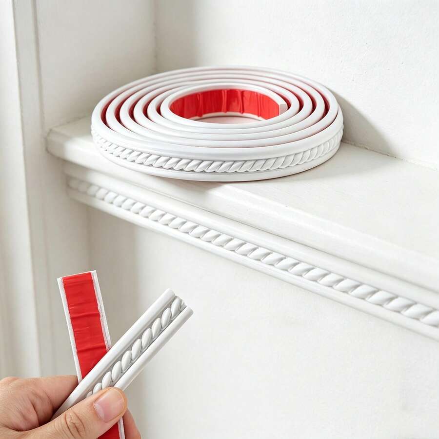1PC 1M PVC Decorative Trim Strip Self Adhesive Wall Molding, 3D Raised Rope Pattern Border Line, Peel And Stick Accent Trim For Door Frame, Cabinet, Mirror Frame, Furniture And Home Interior Decoration - Multicolor - View 1