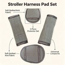 3Pcs Baby Stroller Shoulder Strap Pads, Children's Stroller & High Chair Safety Belt Protectors, Knitted Soft Breathable Baby Shoulder & Crotch Guards - As Shown - View 5