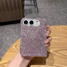 Luxury Full Rhinestone Sparkling Foldable Phone Case Compatible With IPhone Duo/18 Full Coverage Hard Shell Premium Bling Crystal Protective Case - Pink - View 5