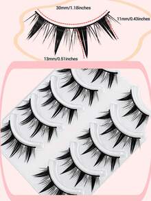 5 Pairs Spiky Manga False Eyelashes, Anime Style Full Strip Lashes, Defined Wispy Eye-Enhancing Lashes For Daily Makeup, Party & Cosplay - View 3