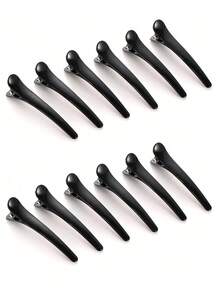 12pcs Non-Slip Black Plastic Duck Bill Crocodile Hair Clips Hairpins For Women - Black - View 5