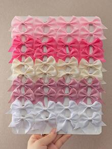 VBOOR 10/20pcs Pink Sweet Minimalist Solid Color Ribbed Bow Hair Clips, Sweet Hair Accessories, Suitable For Women And Girls, Alligator Hair Clip Design, Non-Damaging Hair Accessories, Suitable For Daily, Travel, Party - Multicolor - View 1