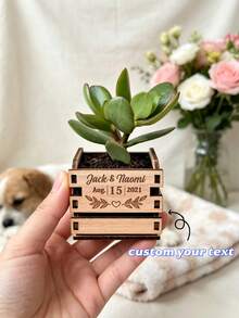 1pc Personalized Mini Succulent Pot, Custom Name Planter, Rustic Wedding Favors, Small Plant Pot, Personalized Wedding Guest Gifts, Bridal Shower Party Decor, Unique Keepsake Gift - Multicolor - View 2