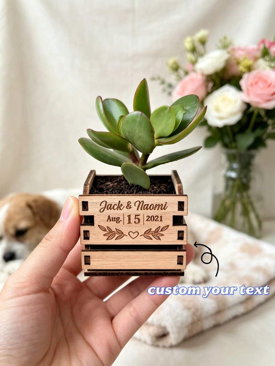 1 buah Pot Sukulen Mini yang Dipersonalisasi, Pot Tanaman dengan Nama Kustom, Suvenir Pernikahan Bergaya Pedesaan, Pot Tanaman Kecil, Hadiah Tamu Pernikahan yang Dipersonalisasi, Dekorasi Pesta Bridal Shower, Hadiah Kenang-kenangan Unik - MultiWarna - View 1