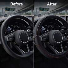 1pc Double Stitching Embossed PU Leather Steering Wheel Cover, Premium Anti-Slip Comfortable Grip Car Steering Wheel Protector, All-Season Universal For Sedan SUV Truck, Easy Installation Car Interior Accessory - Dual-line - View 6
