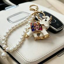 1 buah gantungan kunci gajah logam, liontin kunci mobil, aksesori tas wanita, hadiah untuk hari libur - Old Gold - View 8