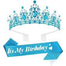 Birthday Headbands Sash For Women Girls Rhinestone Happy Birthday Accessories Favor Supllies Gold Pink White Yellow - Multicolor - View 6