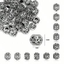 10/20pcs Mixed Vintage Silver Hollow Filigree Alloy Spacer Beads, Suitable For DIY Necklace Bracelet Jewelry Making Accessories - Antique Silver - View 2