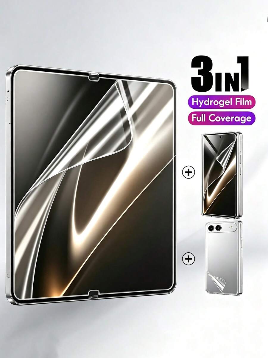 3 IN 1 Soft Hydrogel Film Screen Protector Compatible With Iphone Duo Protective Film [Inside TPU Film+Full Covered Outer+Back Cover Screen Protector] - Clear - View 1