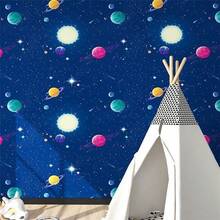 Self-Adhesive Vinyl Wallpaper Roll With Cartoon Anime Universe Sun And Planet Pattern - Suitable For Living Room, Bedroom, Kitchen, Dormitory And Furniture Renovation Wall Decor. - Blue - View 5