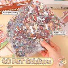 1 Set 60pcs Scene Stickers, Includes 40pcs Materials, 20 Scenes, Miniature Scene Sticker Box, Easy To Store, Mini House Stickers, Suitable For Decoration Stickers, Creative Self-Adhesive House Stickers, Decorative Stickers - Multicolor - View 10