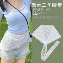 1pc Lace Floral Triangle Waist Belt, Suitable For Wearing With Pants, Can Also Be Used As A Headscarf, Applicable To Various Fashion Styles - Multicolor - View 8