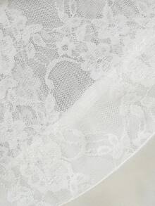 Aflion 女款春夏白色緞面蕾絲吊帶睡裙，蝴蝶結裝飾透視網紗可調節細肩帶 A 字版型迷你睡裙，適合派對居家休閒穿著 - 白色 - 查看 5