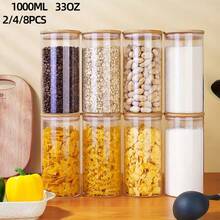 2/4/8PCS 33OZ Glass Jars With Bamboo Lids, Airtight Food Storage Containers, Coffee Storage Canisters, Spice Jars, Suitable For Pasta, Oats, Coffee, Flour, Sugar And Rice | Ideal For Kitchen And Pantry Storage - View 8