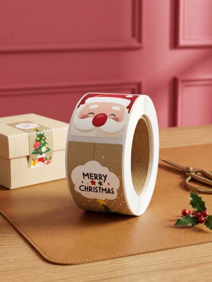 120Pcs Christmas Theme Stickers, Cartoon Style PVC Decorative Decals, Holiday Thank You Labels For Diary, Scrapbook, Gift Sealing, Xmas Party & Daily Stationery - Multicolor - View 1