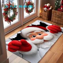 1PC Santa Claus-Themed Welcome Mat. | Suitable For: Area Rugs, Room Decor, Floor Mats, Bedroom Rugs, Kitchen Mats, Home Decor, Doormats, Bathroom Mats, And Holiday Home Decor. An Ideal Christmas Gift. Christmas Decor, Winter Decor. - A - View 1