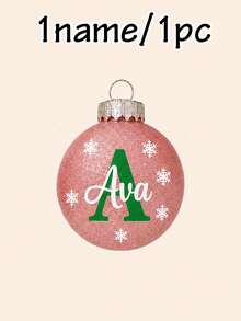 Custom Initial Christmas Ball Ornament, Personalized Holiday Tree Hanging Decor, Sparkly Red Green Bauble, Customized Name Family Keepsake Gift, Customizable Xmas Ornament For Home, Party & Gift Giving, Christmas Decorations, Merry Christmas, Family - Style D - View 27