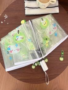 Super Cute Transparent Manual Folding Umbrella, Fresh Cat & Star Print, Comes With Hanging Decor. One-Click Open, Lightweight And Compact For Easy Storage. High Aesthetic Value, Perfect For Rainy Day Photos, Daily Commute, Cute Gift For Girls. - Umbrella - View 7