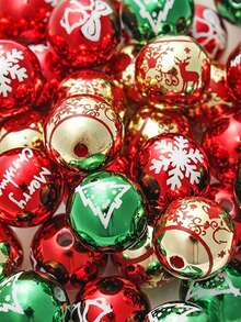 Mixed Acrylic Christmas Beads, Printed Holiday Pendants, Snowflake, Tree, Bell Patterns, Suitable For DIY Jewelry, Pens, Keychains, Bracelets, Necklaces, Holiday Decoration Crafts, Merry Christmas Holiday Supplies - Multicolor - View 2