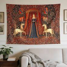 1PC Fashionable Wall Tapestry - Medieval Style (Featuring Queen And Unicorn Pattern), Perfect For Decorating Home, Dorm And Bedroom Walls; Also Suitable As Party Decoration Backdrop. - Multicolor - View 11