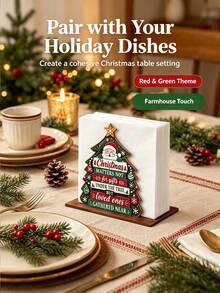 Christmas Decor Style Flat Design Kitchen Paper Towel Holder - Napkin Holder, Desktop Roll Paper Rack With Display And Storage Functions, Featuring Fun Cycling Santa Claus Design, Suitable For Kitchen, Bathroom, Living Room And Dining Room, Creating A Warm Christmas Atmosphere Decorative Ornament. - Multicolor - View 3