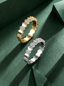 4pcs/Set Women's Geometric Tiered Rhinestone Bracelet & Ring Set, Luxury 3D Patchwork Design, Exquisite Sparkling Versatile Jewelry, Suitable For Banquet, Date, Wedding And Holiday Gift - S62619-jZ23846 - View 15