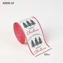 1pc Christmas Decoration Ribbon With Cedar Pattern Print, Bowknot Binding Ribbon, Christmas Decor Satin Ribbon, Holiday Colorful Ribbon - Multicolor - View 14